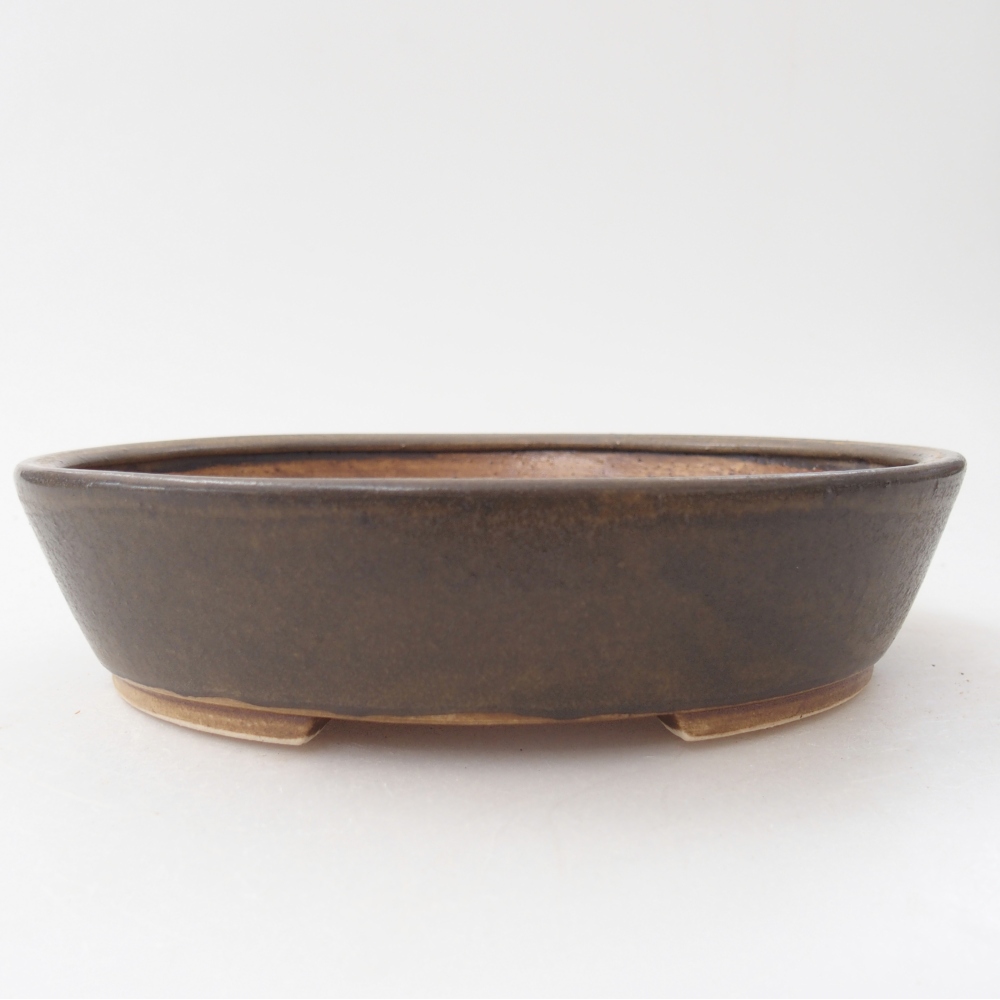 Ceramic bonsai bowl 18,5 x 16,5 x 4,5 cm, brown