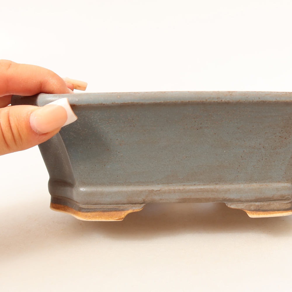 Ceramic bonsai pot, 18 x 15 x 6 cm, blue
