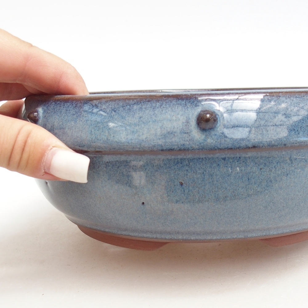 Ceramic bonsai bowl 18,5 x 18,5 x 7 cm, colour blue