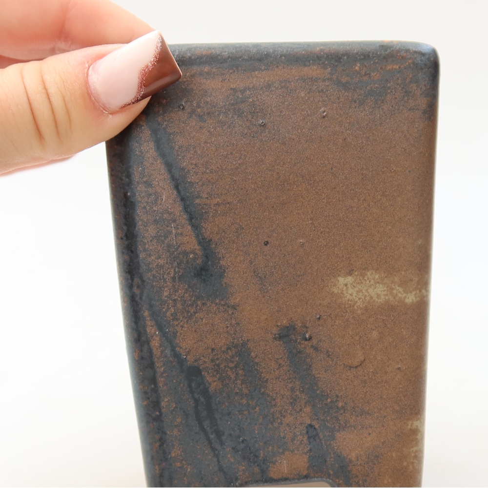 Ceramic bonsai bowl 7,5 x 7,5 x 10,5 cm, brown