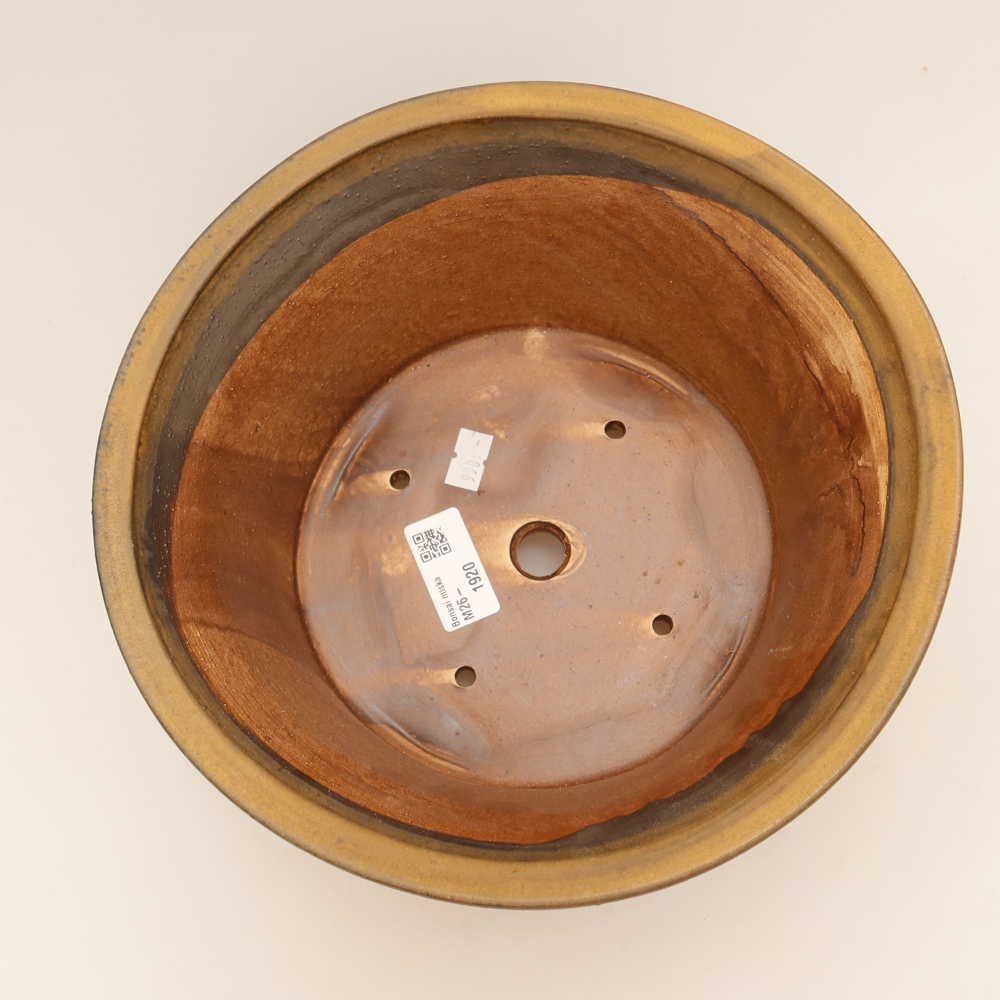 Ceramic bonsai pot, 24.5 x 24.5 x 11 cm, brown
