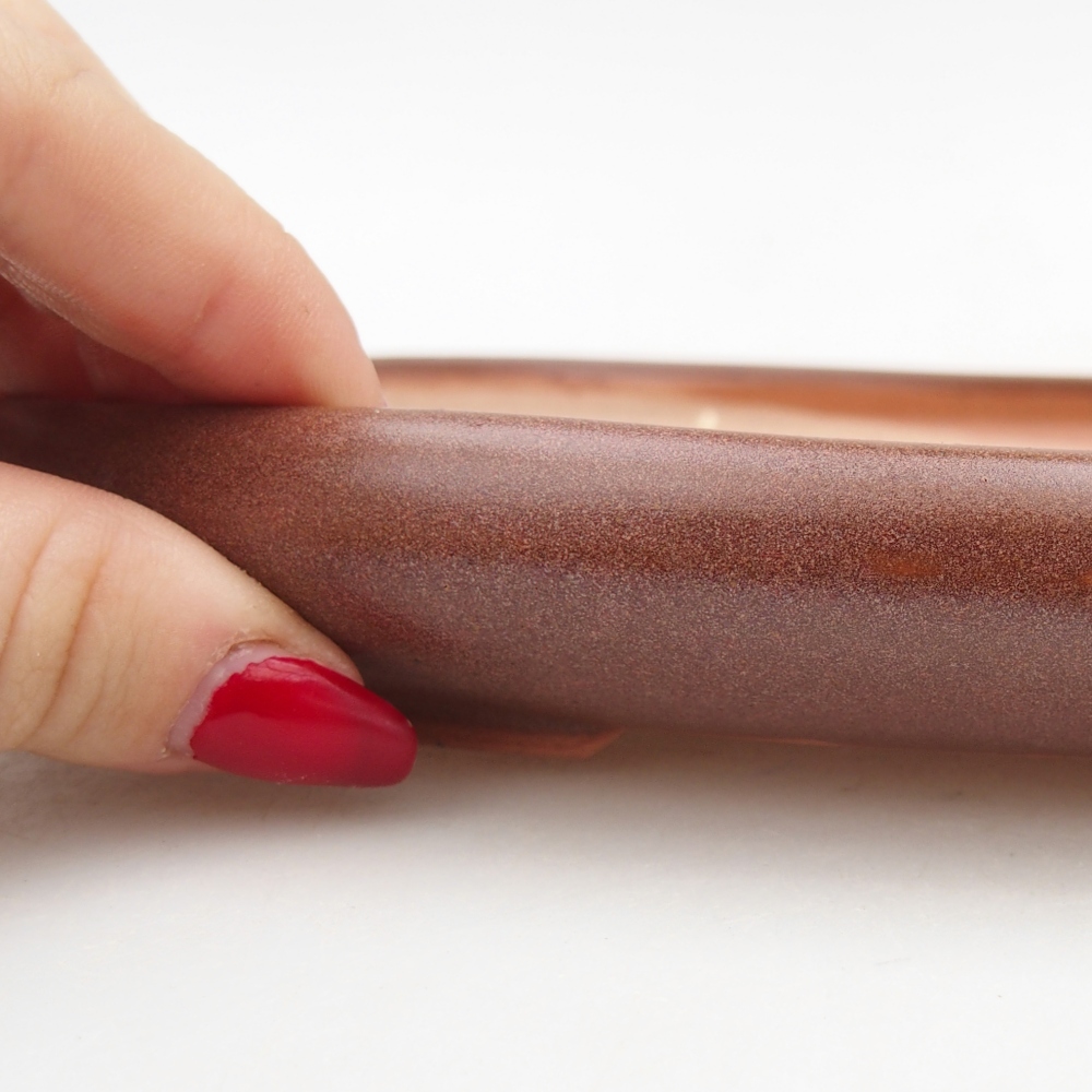 Ceramic bonsai bowl 22 x 17 x 3 cm, brown