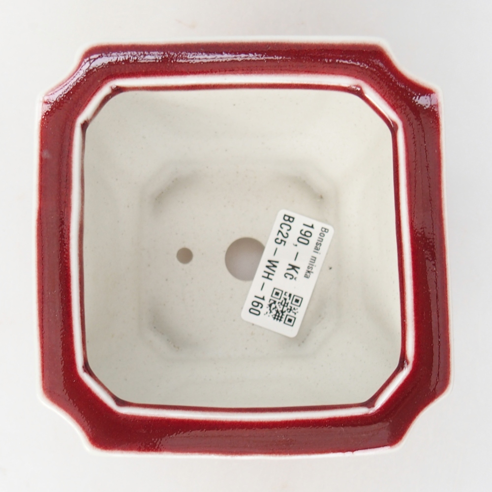Ceramic bonsai bowl 11 x 11 x 7 cm, colour red