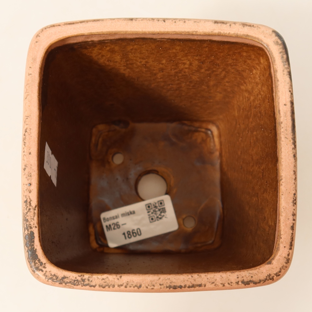 Ceramic bonsai pot, 10.5 x 10.5 x 12 cm, pink