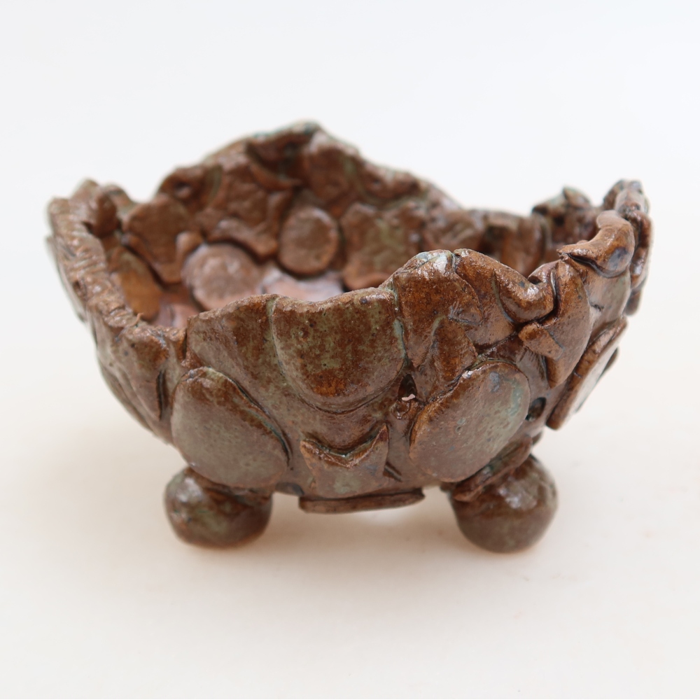 Ceramic Shell, 9 x 8 x 5 cm, brown-green