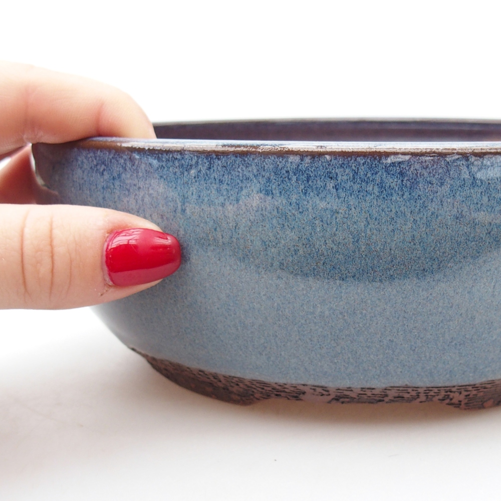 Ceramic bonsai bowl 18 x 18 x 7,5 cm, colour blue