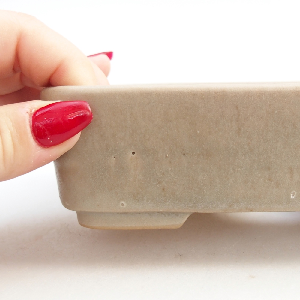 Ceramic bonsai bowl 14,5 x 10,5 x 4,5 cm, colour beige