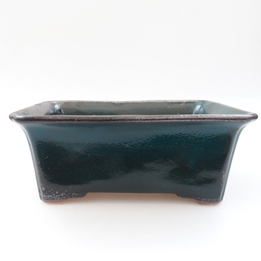 Ceramic bonsai bowl 18 x 14 x 7,5 cm, color green