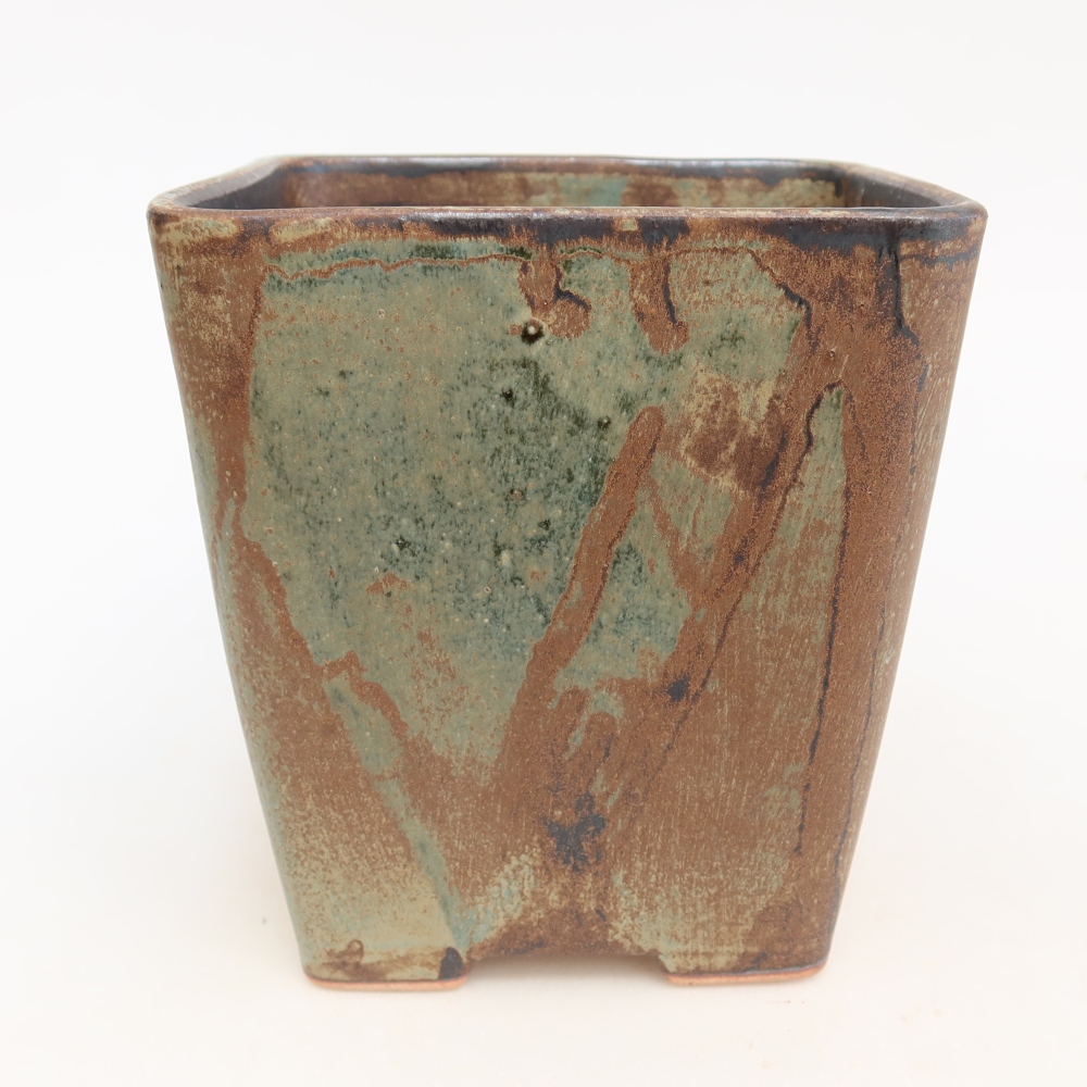 Ceramic bonsai bowl 14 x 14 x 15 cm, brown