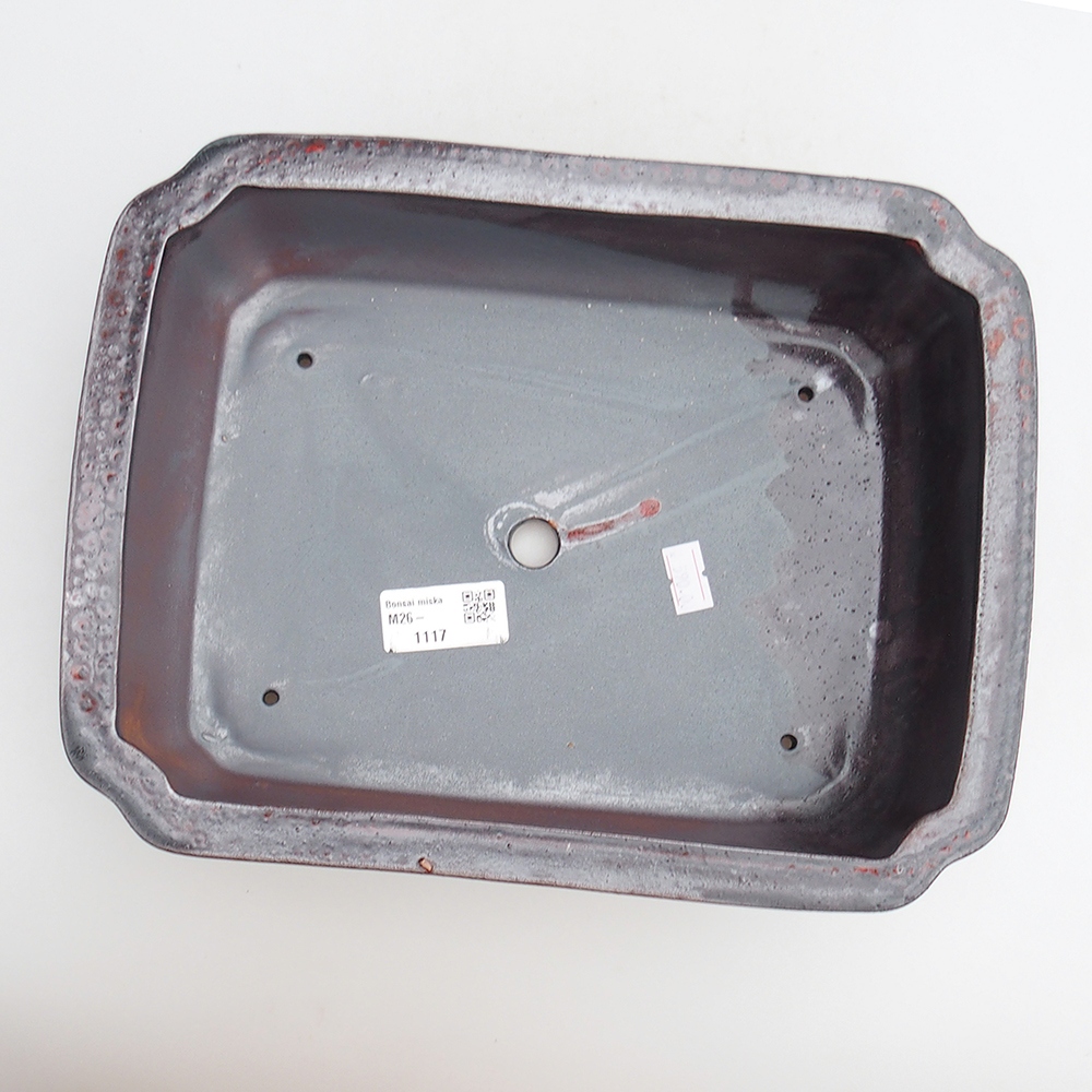 Ceramic bonsai bowl 27 x 21 x 7 cm, colour black red
