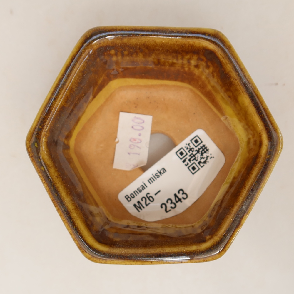 Ceramic bonsai pot, 7.5 x 7 x 4 cm, brownish-yellow