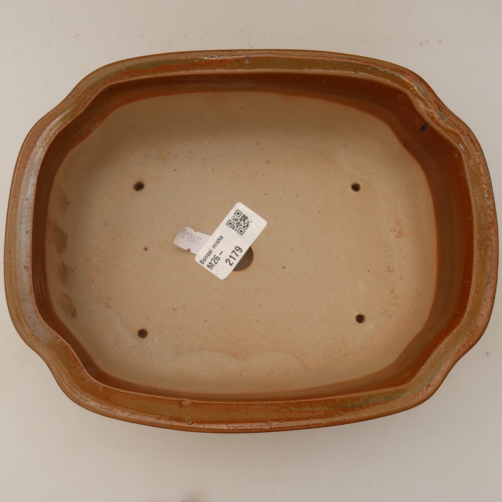 Ceramic bonsai pot, 22.5 x 17.5 x 7.5 cm, brown