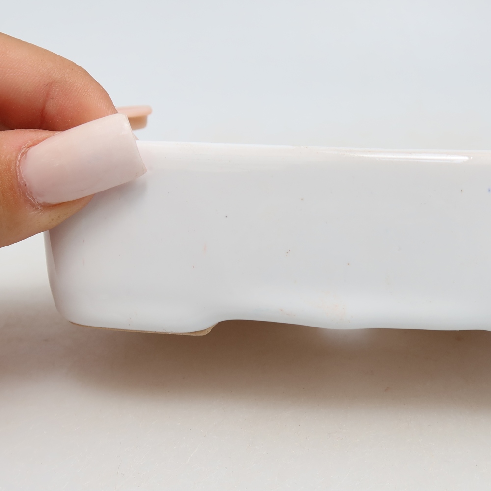Ceramic bonsai pot, 13 x 9.5 x 3.5 cm, white