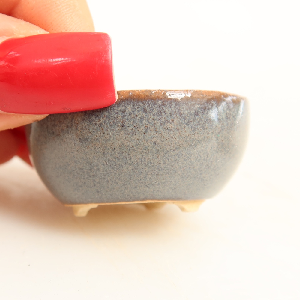 Ceramic bonsai pot, 4 x 4 x 2 cm, gray