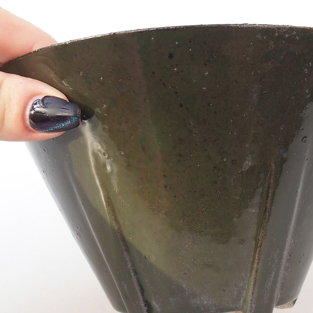 Ceramic bonsai bowl 15 x 15 x 9 cm, green