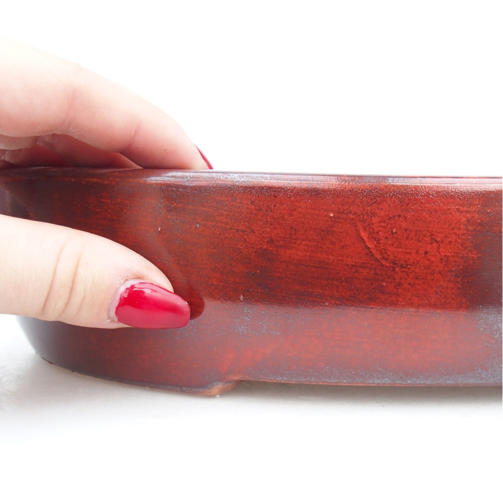 Ceramic bonsai bowl 27 x 21 x 5 cm, colour red