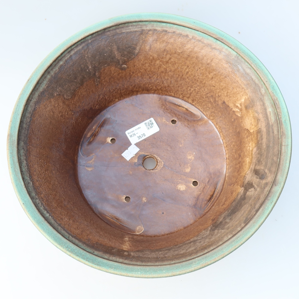 Ceramic bonsai pot, 29 x 29 x 12.5 cm, green