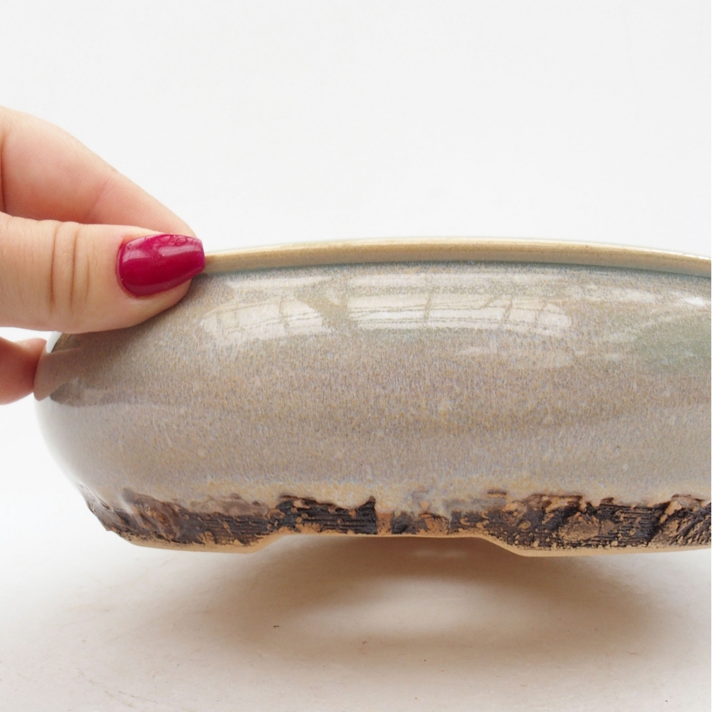Ceramic bonsai bowl 19 x 19 x 6 cm, color green