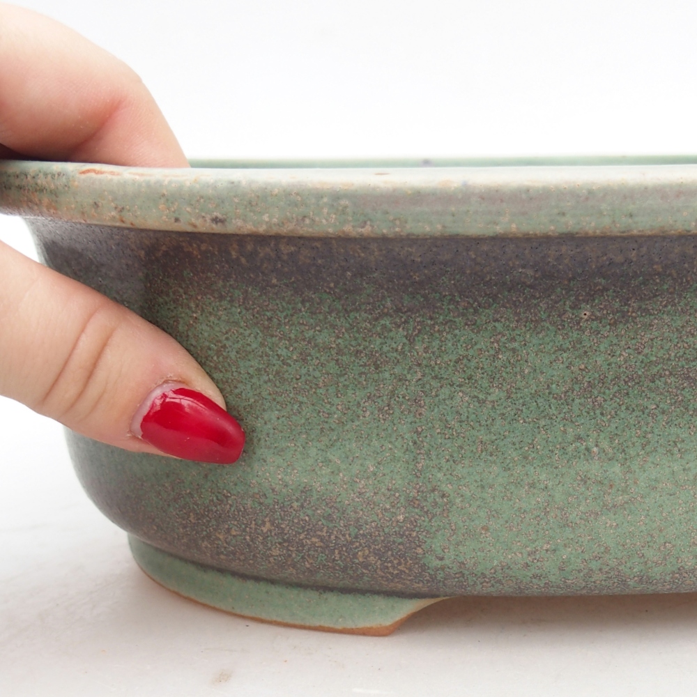 Ceramic bonsai bowl 26 x 22 x 8 cm, green