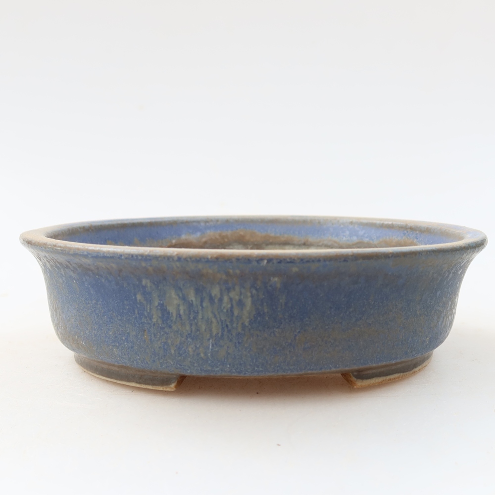 Ceramic bonsai pot, 12.5 x 11.5 x 3.5 cm, blue