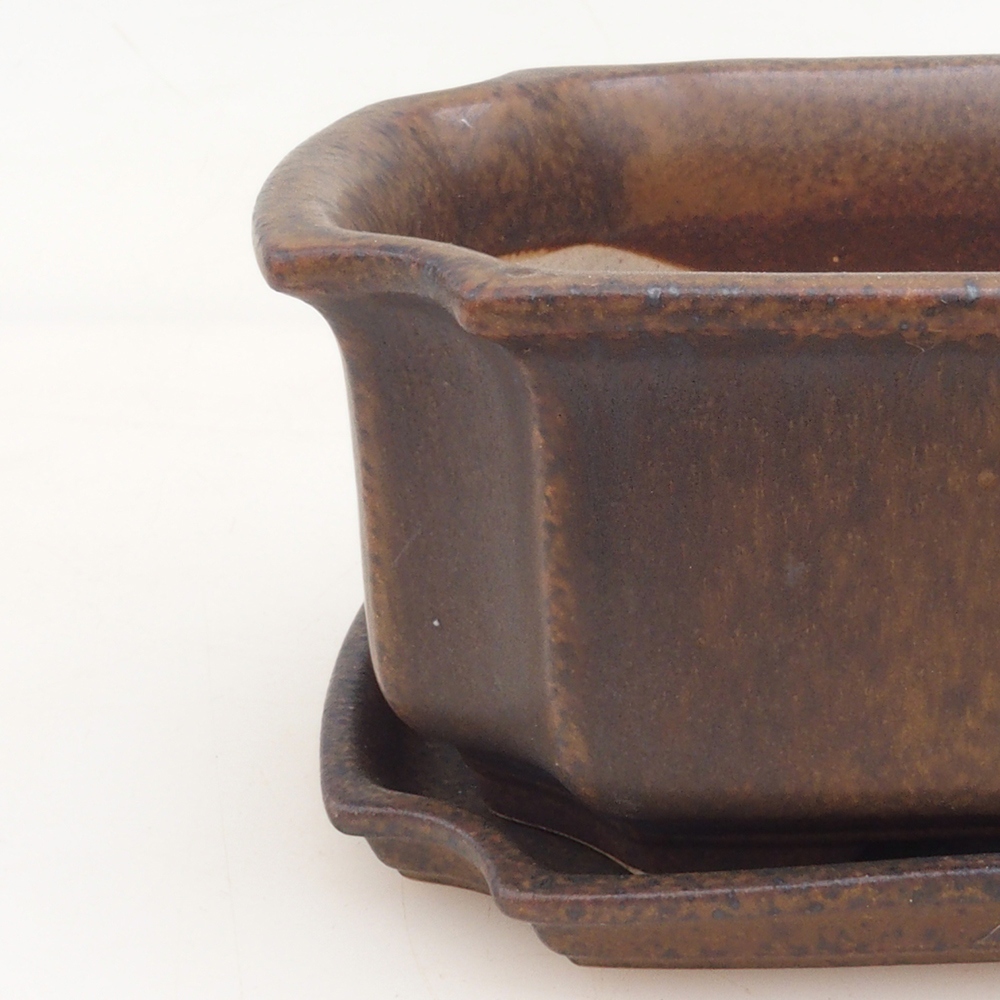 Bonsai bowl + saucer H01 - brown