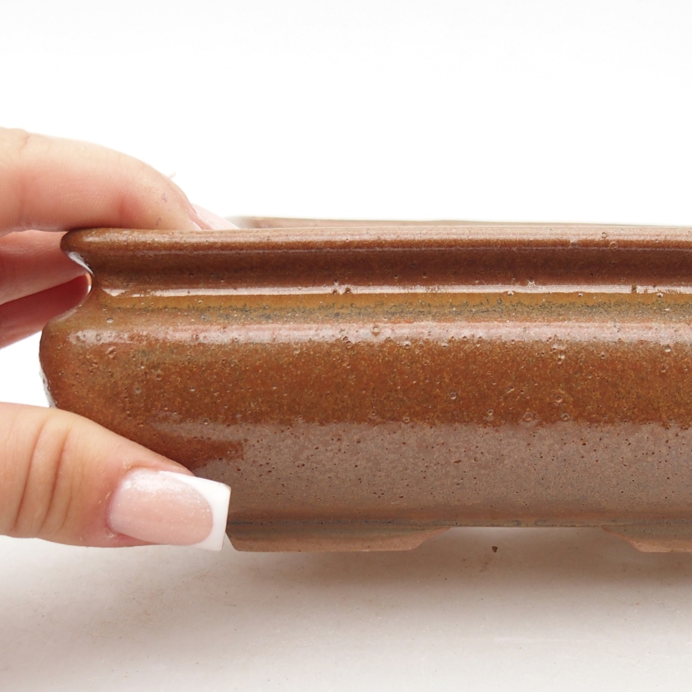Ceramic bonsai bowl 15,5 x 15,5 x 6 cm, brown