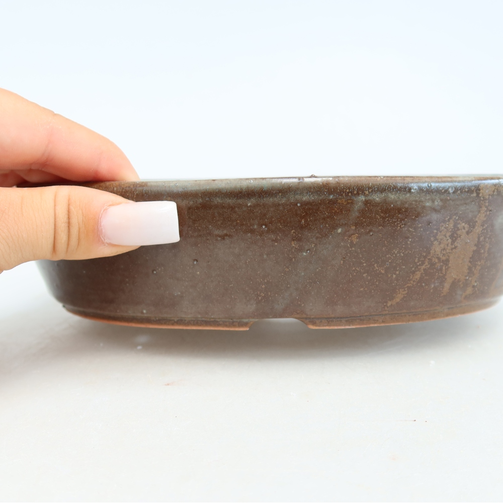 Ceramic bonsai bowl 18,5 x 13,5 x 4,5 cm, brown