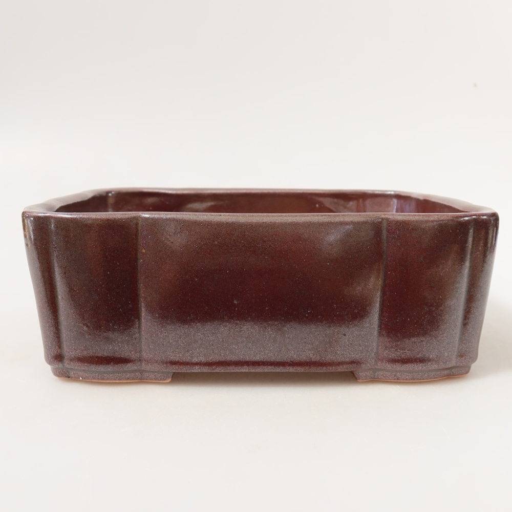 Ceramic bonsai pot, 20.5 x 17.5 x 7 cm, brown