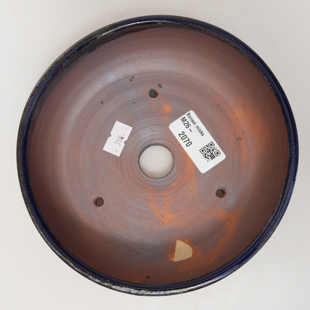 Ceramic bonsai pot, 16.5 x 16.5 x 5.5 cm, blue