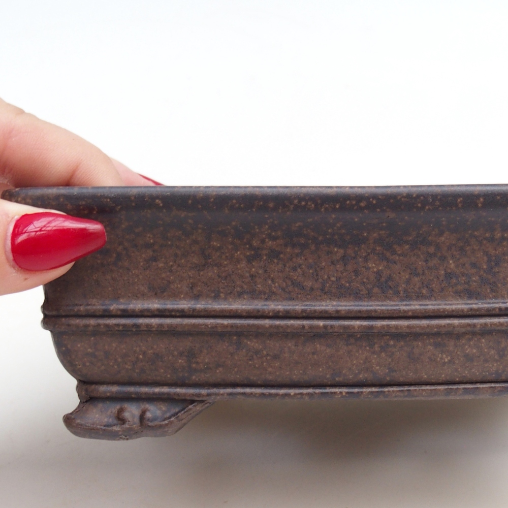 Ceramic bonsai bowl 15,5 x 11,5 x 5 cm, colour brownish ochre