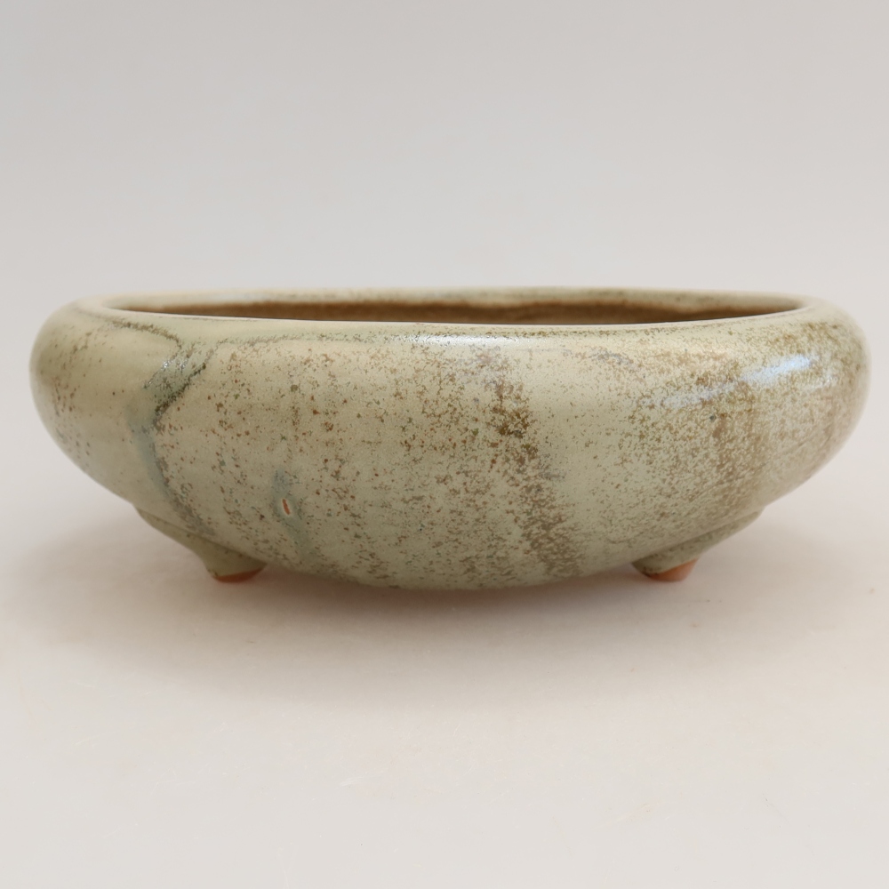 Ceramic bonsai pot, 20.5 x 20.5 x 7 cm, green