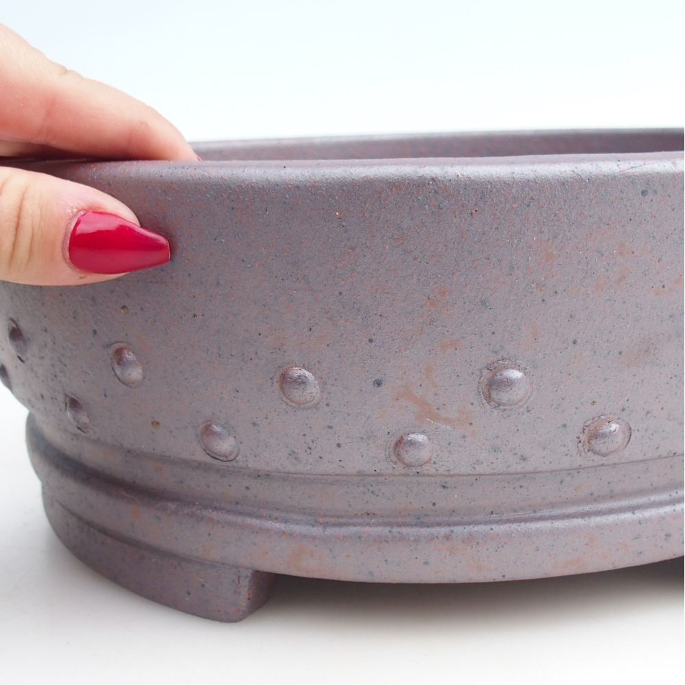 Ceramic bonsai bowl 25,5 x 25,5 x 9,5 cm, metal colour