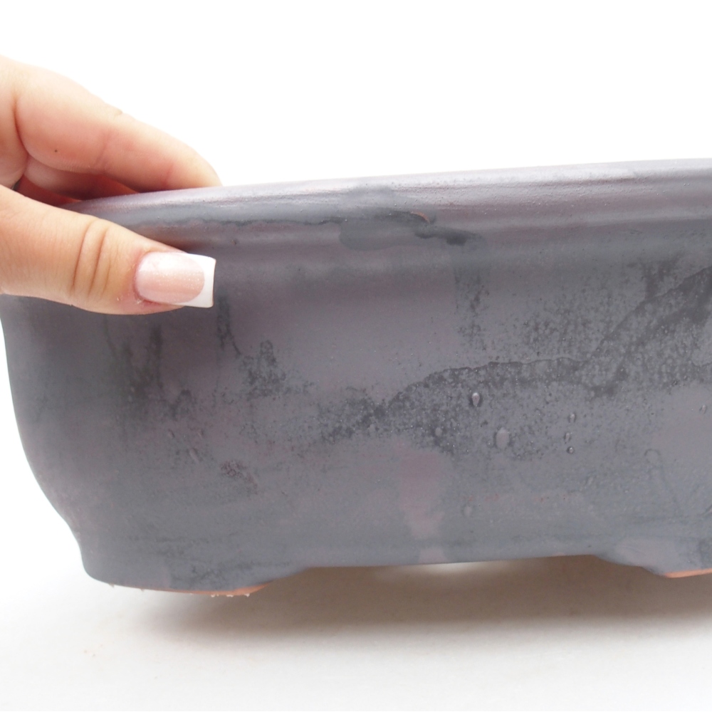 Ceramic bonsai bowl 30 x 26 x 10,5 cm, metal colour