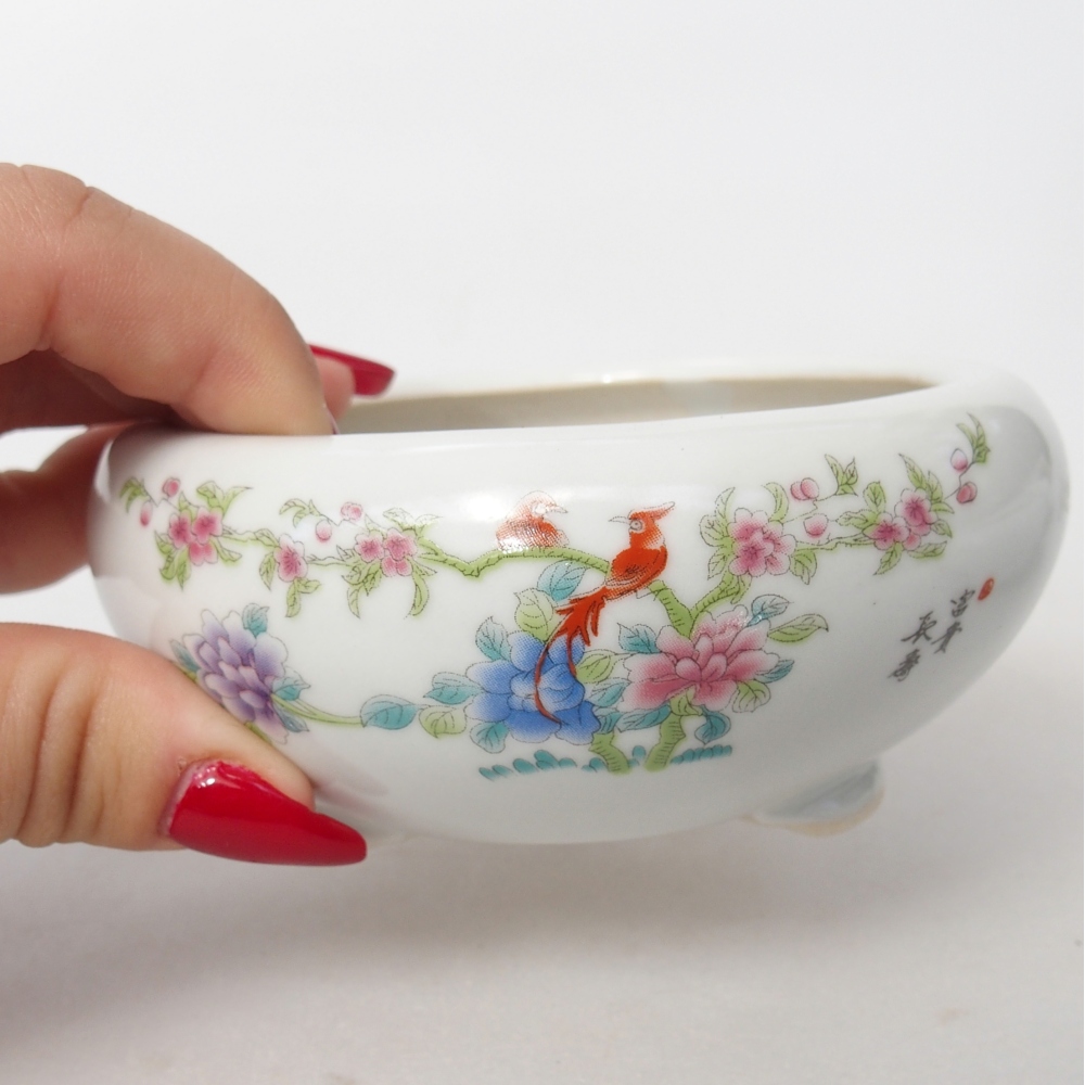 Ceramic bonsai bowl 10 x 10 x 5 cm, colour white