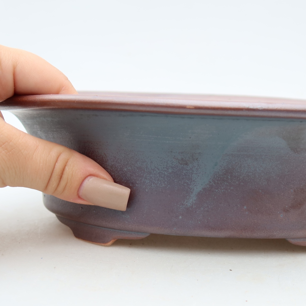 Ceramic bonsai pot, 22.5 x 17.5 x 6.5 cm, metallic color