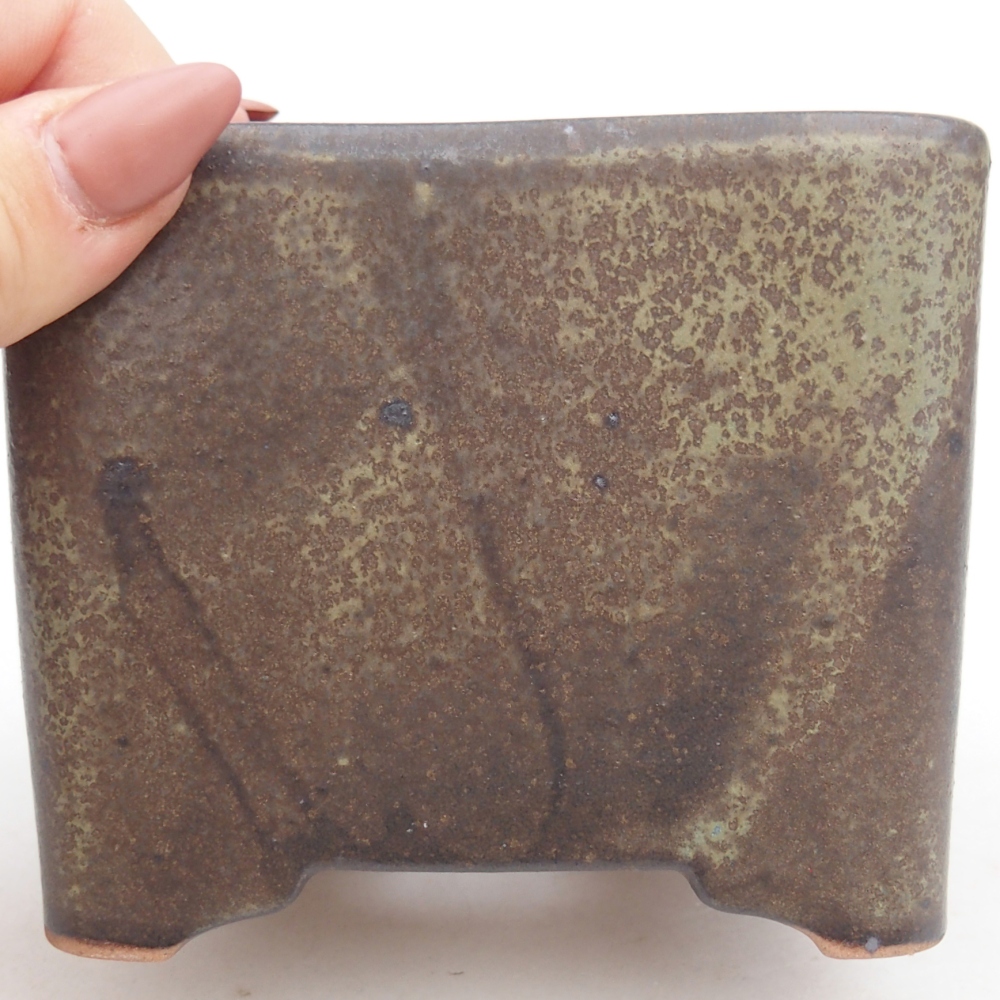 Ceramic bonsai bowl 10 x 10 x 8,5 cm, brown