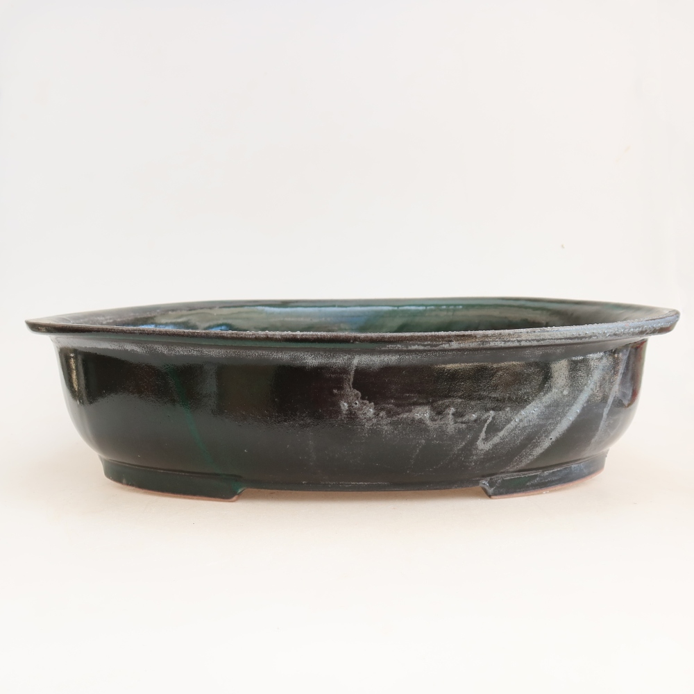 Ceramic bonsai pot, 36 x 28.5 x 8.5 cm, green