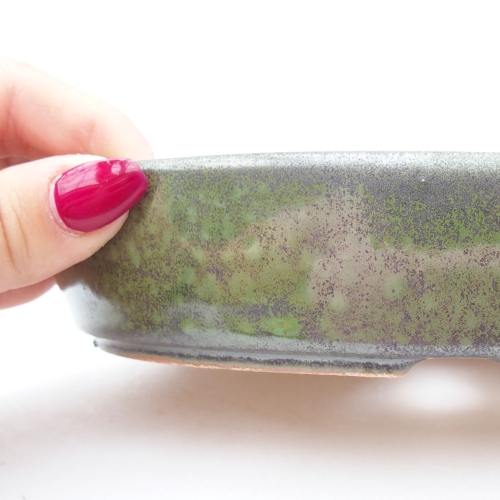 Ceramic bonsai bowl  18,5 x 13,5 x 4,5 cm, color green