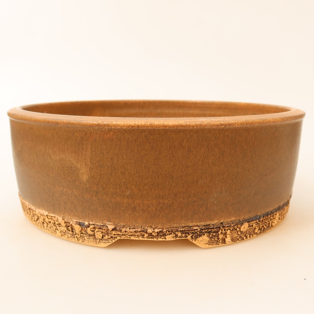 Ceramic bonsai pot, 24 x 24 x 8.5 cm, brown