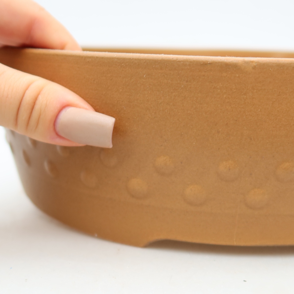 Ceramic bonsai pot, 24 x 24 x 7 cm, brown