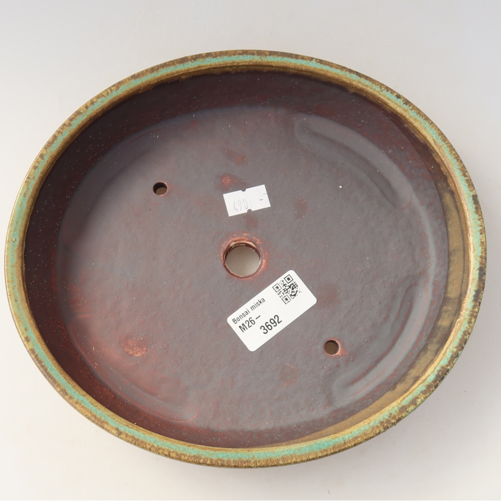 Ceramic bonsai bowl 21 x 19 x 4,5 cm, green