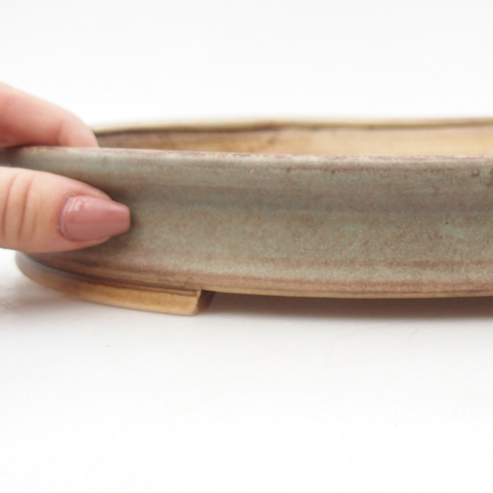 Ceramic bonsai bowl 31 x 27 x 4 cm, green