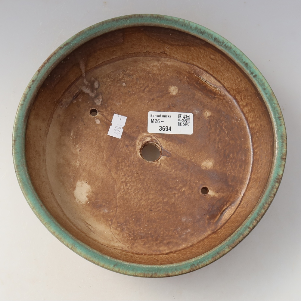 Ceramic bonsai bowl 21,5 x 21,5 x 6 cm, green