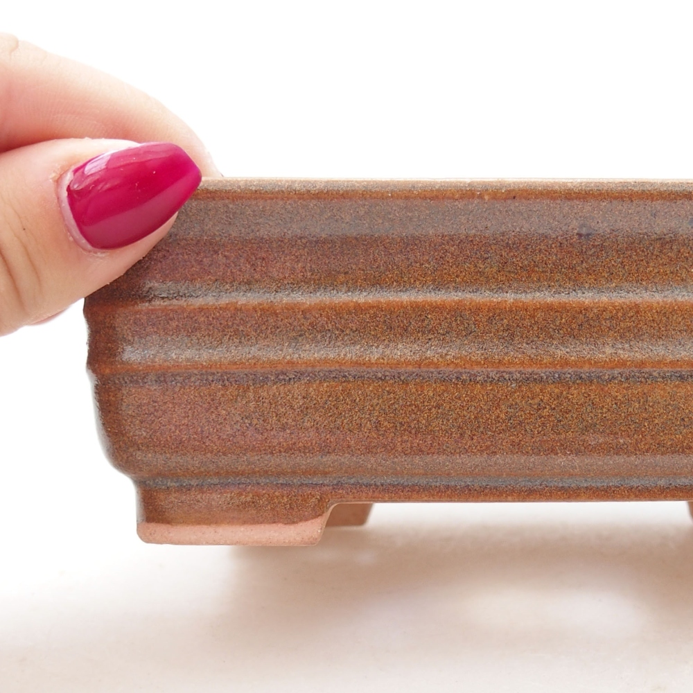 Ceramic bonsai bowl  13,5 x 9,5 x 4,5 cm, color brown