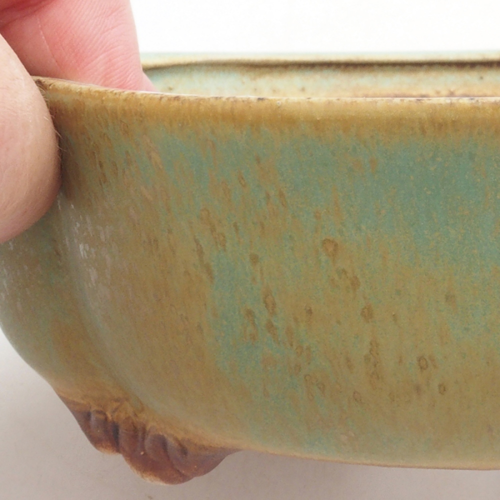 Ceramic bonsai bowl 16,5 x 15 x 5,5 cm, color green