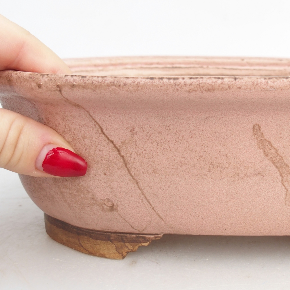 Ceramic bonsai bowl 25,5 x 21,5 x 8 cm, pink