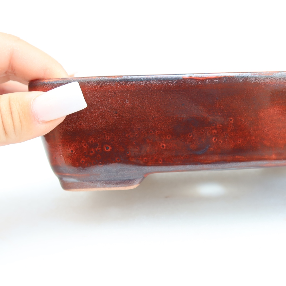 Ceramic bonsai pot, 18 x 13 x 5 cm, red