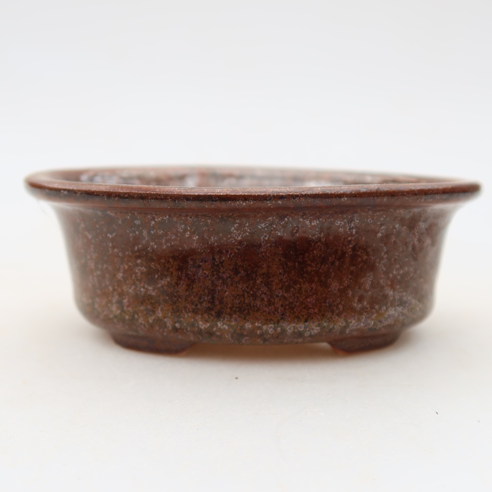 Ceramic bonsai pot, 9.5 x 6.5 x 3 cm, brown