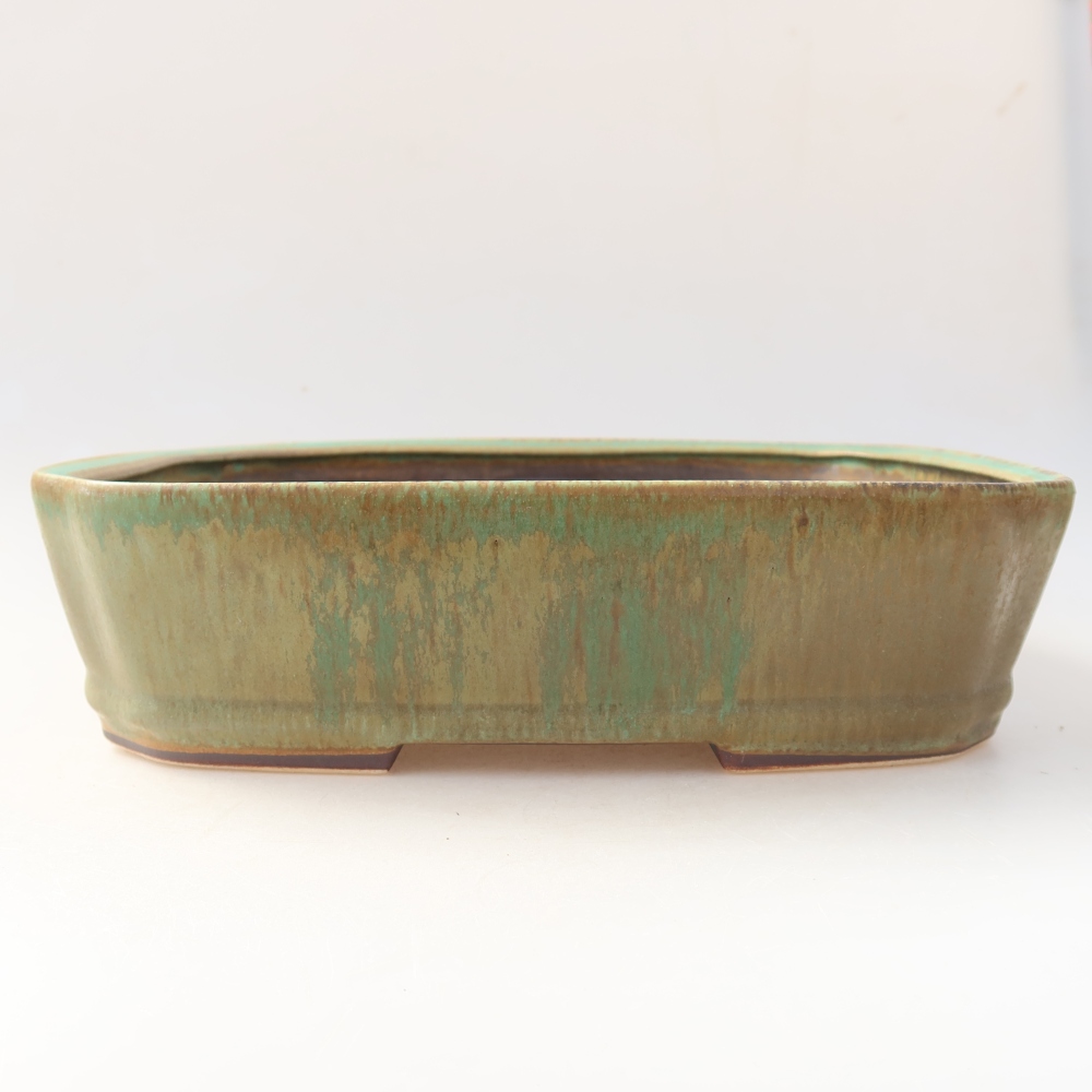 Ceramic bonsai pot, 25 x 21 x 6.5 cm, green