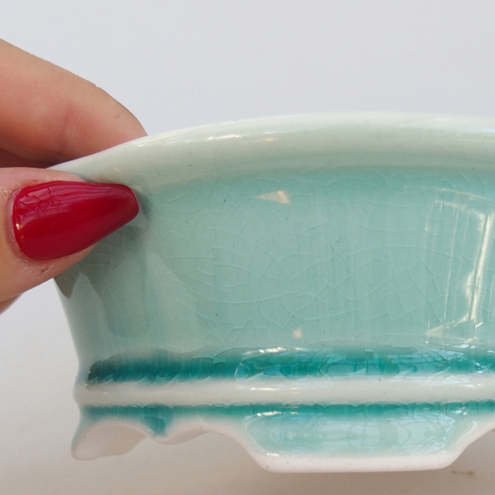 Ceramic bonsai bowl 13 x 12 x 5 cm, green